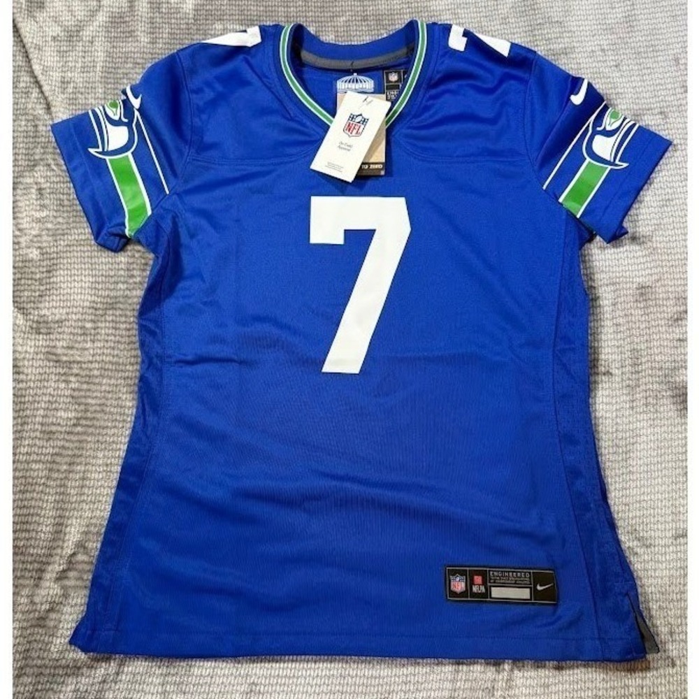 Nike Seattle Seahawks Geno Smith #7 Throwback Jersey Royal Blue Womens M NWT